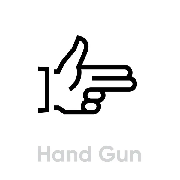 Hand gun shot icon. Editable line vector. — Stock Vector