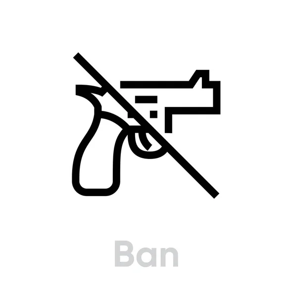 Ban gun shot icon. Editable line vector. — Stock Vector