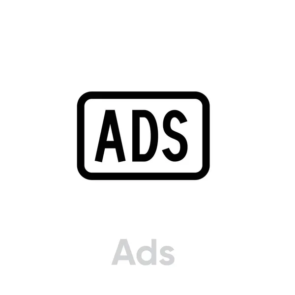 Ads blocking icon. Editable line vector. — Stock Vector