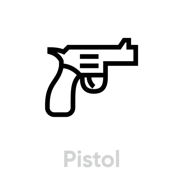 Pistola pistola disparó icono. Vector de línea editable . — Vector de stock
