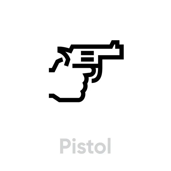 Pistol gun shot icon. Editable line vector. — Stock Vector