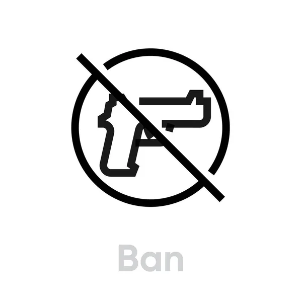 Ban gun shot icône. Vecteur de ligne modifiable . — Image vectorielle