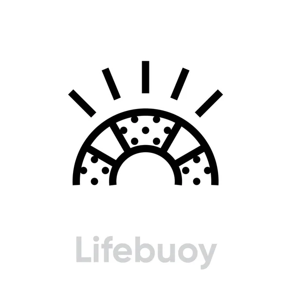 Lifebuoy ikonu desteklemeye yardım eder. Düzenlenebilir çizgi vektörü. — Stok Vektör