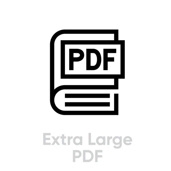 Extragroßes PDF-Buchsymbol. Editierbarer Linienvektor. — Stockvektor