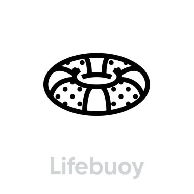 Lifebuoy ikonu desteklemeye yardım eder. Düzenlenebilir çizgi vektörü.