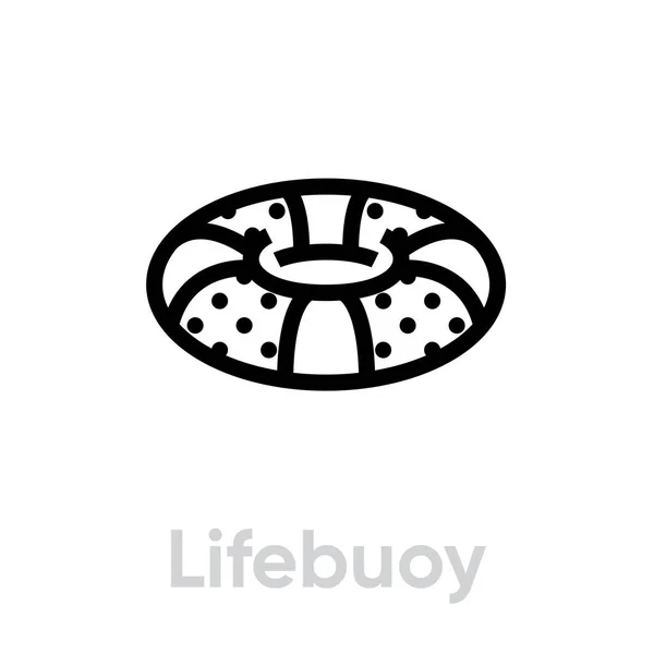 Lifebuoy ikonu desteklemeye yardım eder. Düzenlenebilir çizgi vektörü. — Stok Vektör