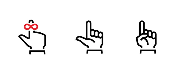 Set di gesto della mano e icone Promemoria. Vettore di linea modificabile . — Vettoriale Stock