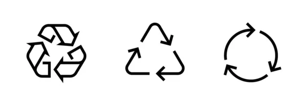 Set von Recycle-Zeichen-Symbolen. Editierbarer Linienvektor. — Stockvektor