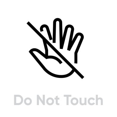 Coronavirus simgesine dokunma. Düzenlenebilir çizgi vektörü.