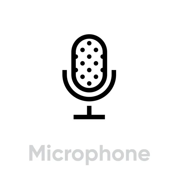 Mikrofon simgesi. Düzenlenebilir Satır Vektörü. — Stok Vektör
