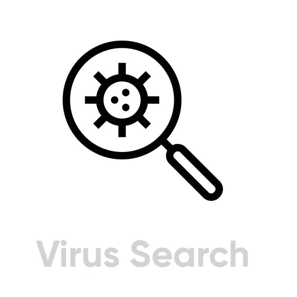 Búsqueda de virus Icono epidémico. Vector de línea editable . — Vector de stock