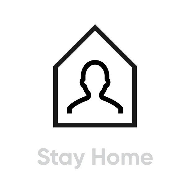 Stay Home Misure di protezione icona. Vettore di linea modificabile . — Vettoriale Stock