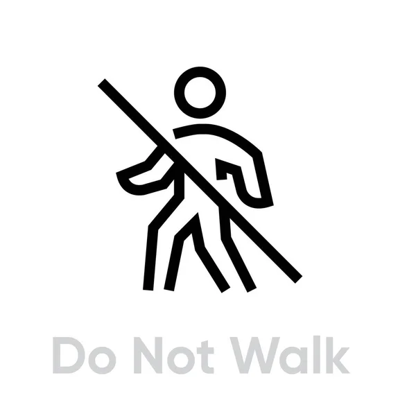 Non camminare icona epidemica. Vettore di linea modificabile . — Vettoriale Stock