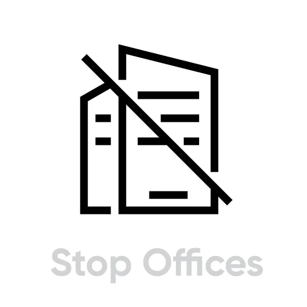 Stop Offices icône des mesures de protection. Vecteur de ligne modifiable . — Image vectorielle