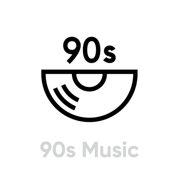 Muziek jaren 90 Vinyl icoon. Aanpasbare lijnvector. — Stockvector