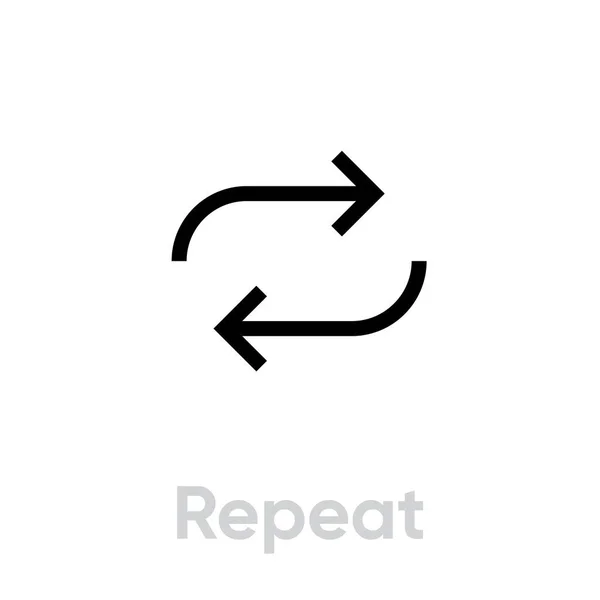 重复音乐播放器图标。可编辑行向量. — 图库矢量图片