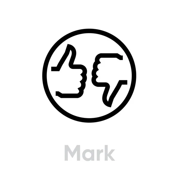 Mark thumb up down icon. Editable line vector. — Stock Vector