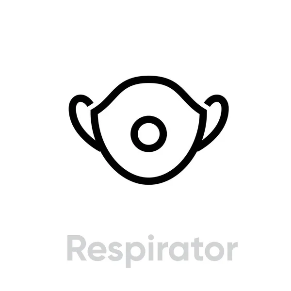 Icono del respirador. Vector de línea editable . — Vector de stock
