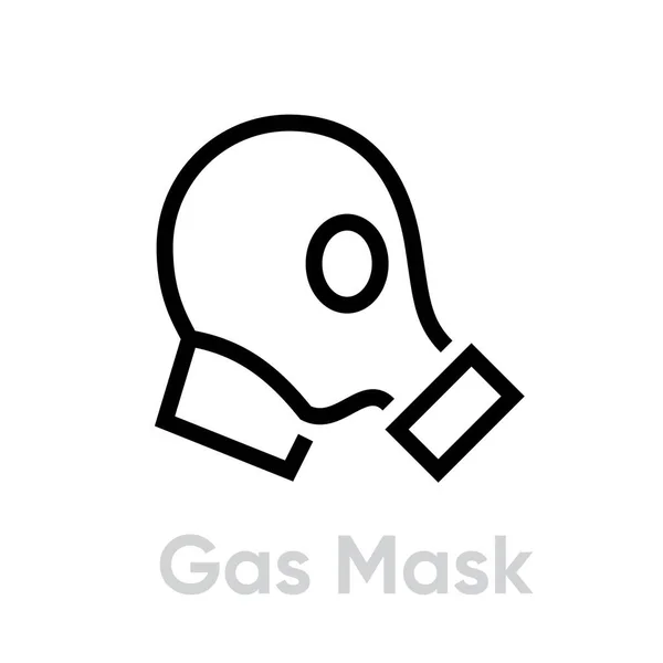 Máscara de gas Icono del respirador. Vector de línea editable . — Vector de stock