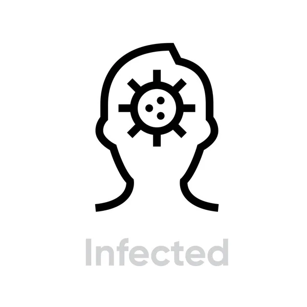 Infected Person icon. Editable line vector. — Stock Vector