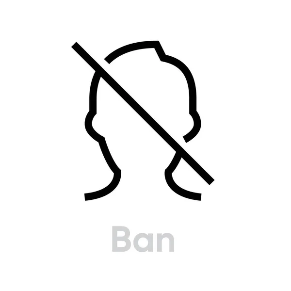 Ban sem máscara ícone Respirator. Vetor de linha editável . — Vetor de Stock