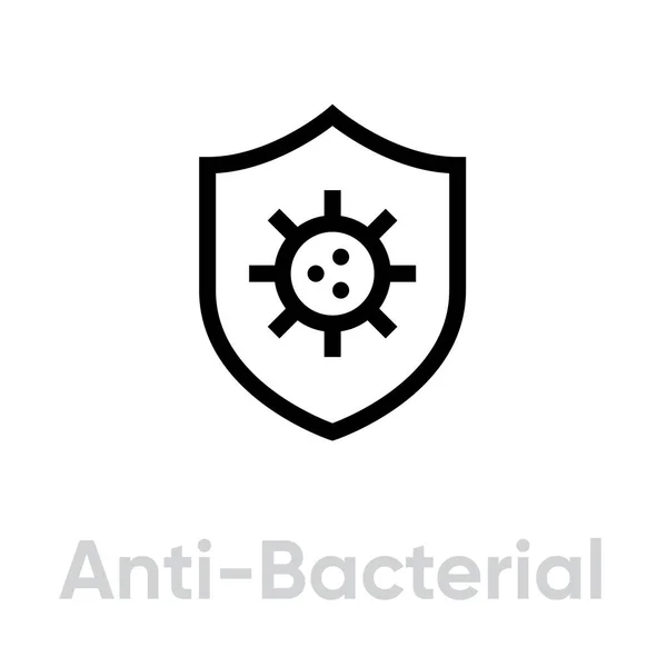 Bakteriális pajzs ikon. Szerkeszthető vonalvektor. — Stock Vector