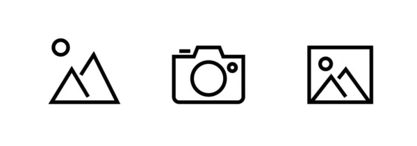 Set of Picture, Camera, Image icons. Editable line vector. — Stock Vector