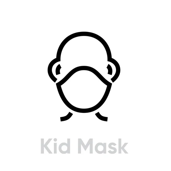 Ikona maski ochronnej dla dzieci. Edytowalny wektor linii. — Wektor stockowy