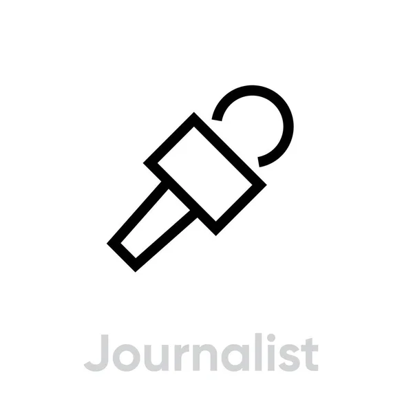 Икона журналиста-микрофона. Редактируемый вектор . — стоковый вектор