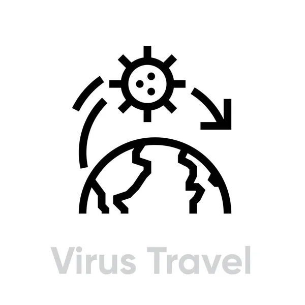 ウイルス旅行スプレッドアイコン。編集可能なラインベクトル. — ストックベクタ