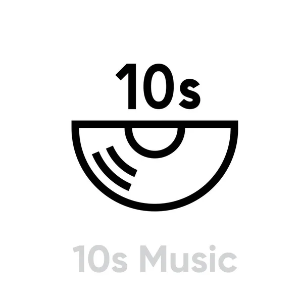 10s Muziek Vinyl icoon. Aanpasbare lijnvector. — Stockvector