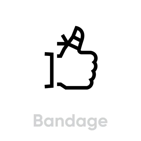 Icône de bandage de doigt. Vecteur de ligne modifiable . — Image vectorielle