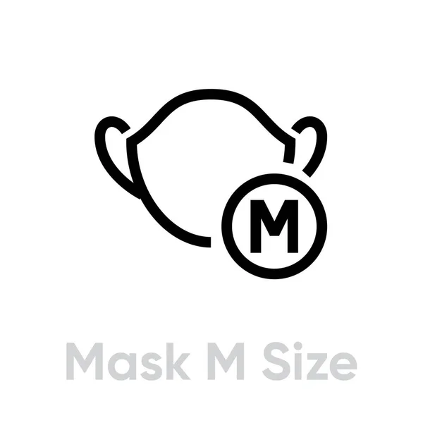 Máscara M icono de tamaño. Vector de línea editable . — Vector de stock