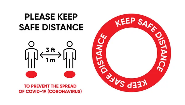 Gardez une distance de sécurité Red Dot sur le sol dans Public Place, Shop, Mall. Protection sociale et prévention du coronavirus COVID-19. Vecteur de ligne modifiable — Image vectorielle