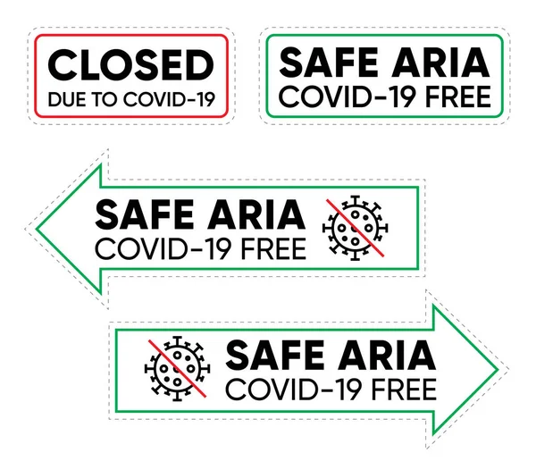 Bureau fermé, Sûr Aria flèches signe avec Coronavirus icône. Nouvelle éclosion de coronavirus covid-19. Vecteur de ligne modifiable — Image vectorielle