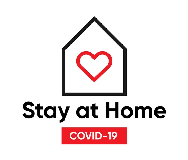 Logotipo de diseño tipográfico Stay at Home Covid-19. Campaña de medios sociales y prevención del coronavirus. Vector de línea editable — Archivo Imágenes Vectoriales