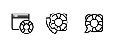 Can simidi yardım sitesi, destek ve sohbet simgeleri. Düzenlenebilir çizgi vektörü.