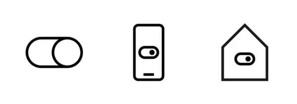 Set of the Security Switch in the smartphone and at home. Editable line vector. — Stock Vector