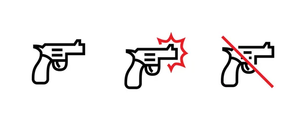 Set of vintage weapons, shot and ban icons. Editable line vector. — Stock Vector