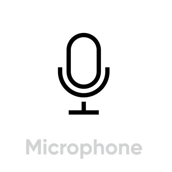 Mikrofon simgesi. Düzenlenebilir Satır Vektörü. — Stok Vektör