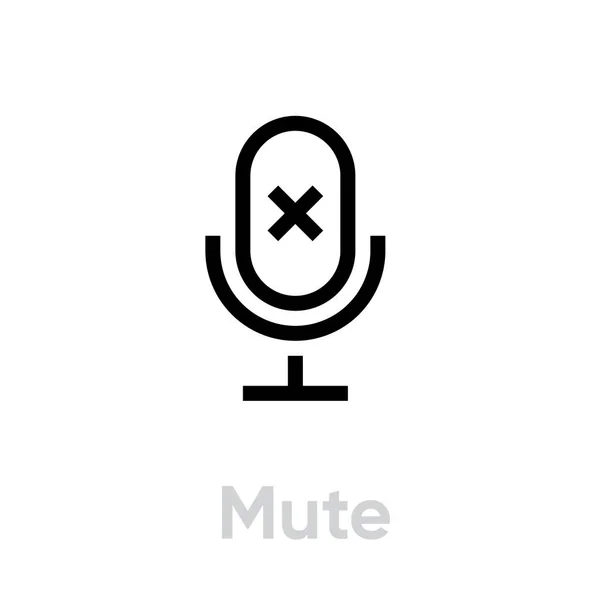 Icono del micrófono silencioso. Esquema de vectores editables . — Vector de stock