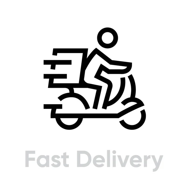 Fast Delivery Bike icon. Editable line vector. — Stock Vector