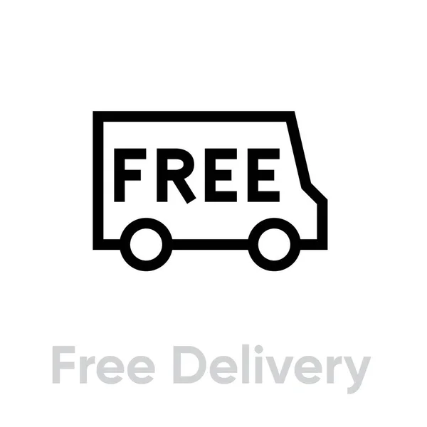 Free Delivery Truck icon. Editable line vector. — Stock Vector