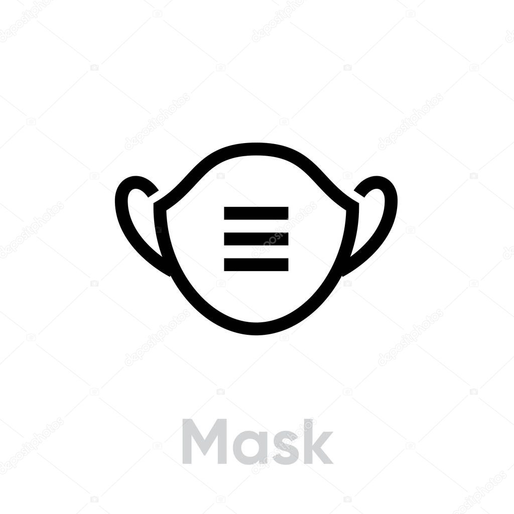 Mask icon. Editable line vector.