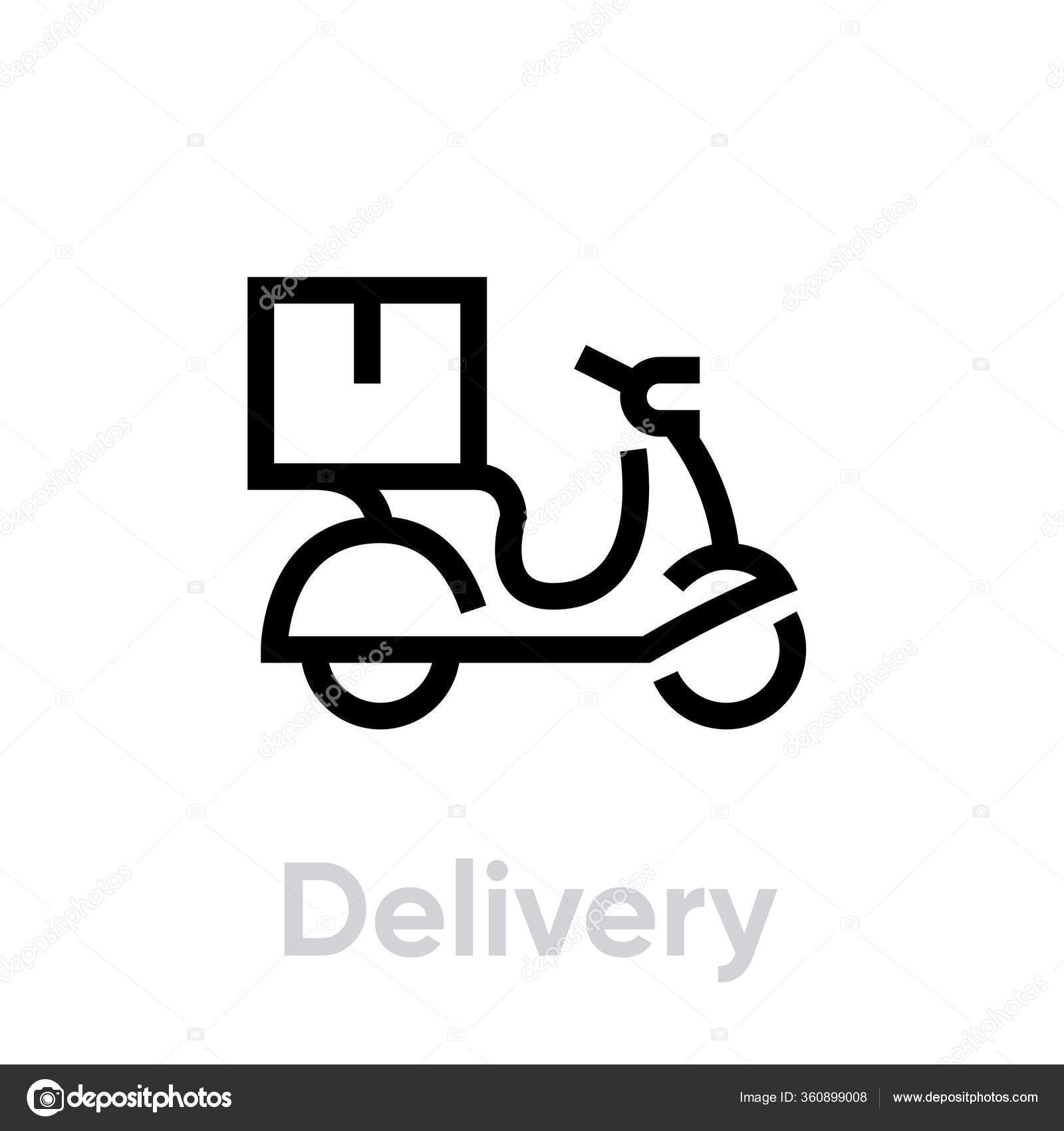 Bike Delivery icon. Editable line vector. Stock Vector by