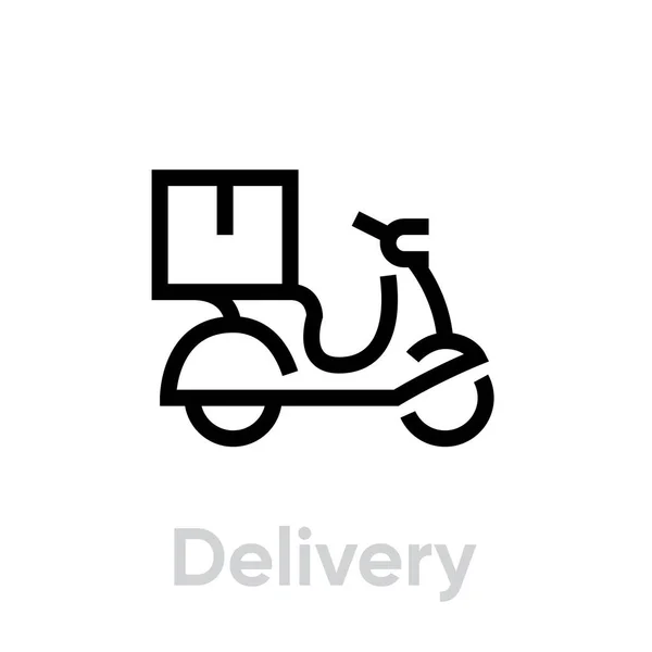 Icono de entrega de bicicleta. Vector de línea editable . — Vector de stock