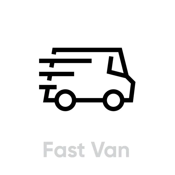 Camion de livraison rapide icône Van. Vecteur de ligne modifiable. — Image vectorielle