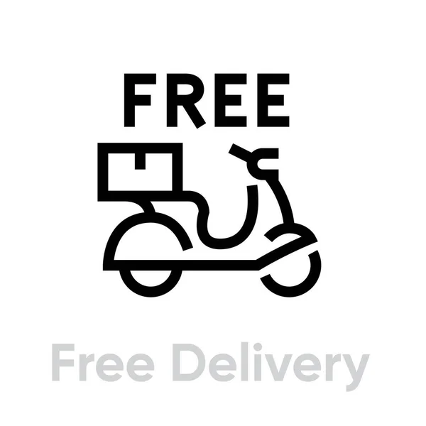 Kostenlose Lieferung Fahrrad Symbol. Editierbarer Linienvektor. — Stockvektor