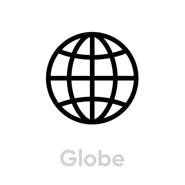 Ikona Globe. Upravitelný obrys vektoru. — Stockový vektor