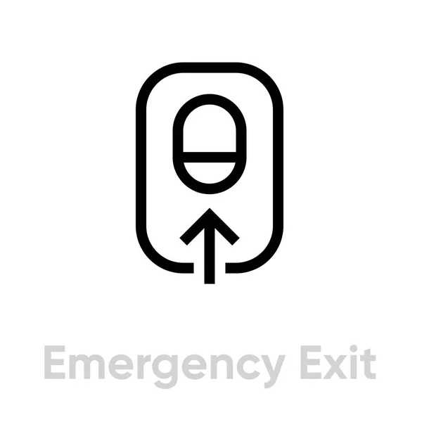 Ícone de saída do avião de emergência. Vetor de linha editável. — Vetor de Stock